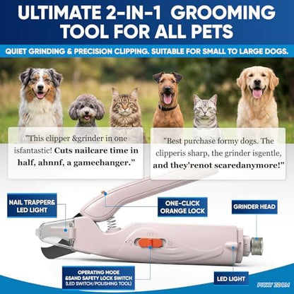 2-in-1 Dog & Cat Nail Clippers and Grinder with LED Light