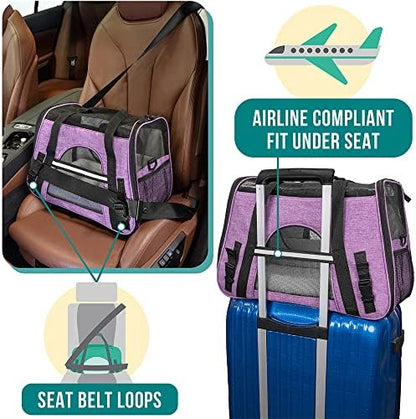 PetAmi Airline Approved Pet Carrier Cats & Small Dogs, Large Heather Purple