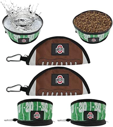 Pets First NCAA Ohio State Buckeyes Collapsible Dog Travel Bowl Set, 2 Pack Food & Water Bowls for Dogs, Best Portable & Lightweight Leak-Proof Dog Bowls for Travel