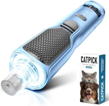 CATPICK 7-Speed Quiet Dog & Cat Nail Grinder with 360° LED for Thick Nails