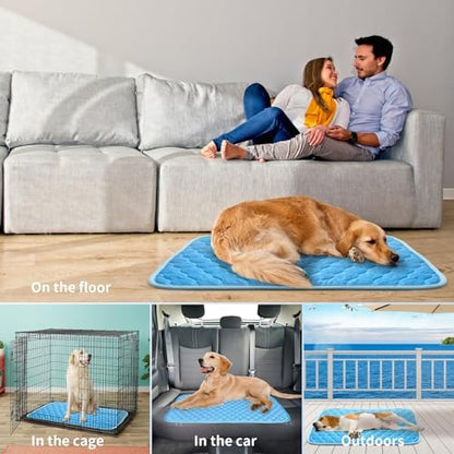 Dog Cooling Mat Self Cool Pad for Dogs and Cats, Washable Portable Pet Sleeping Pad for Summer,Large 39.4" x 27.6"