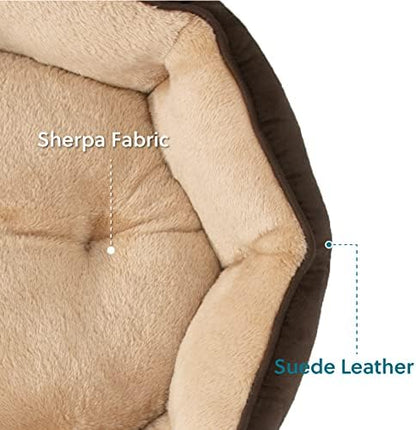 Bedsure Small Dog Bed Washable,Round Cat Beds for Indoor Cats,25in Brown