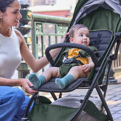 Ingenuity 3Dquickclose CS+ Compact Fold Stroller – Lightweight Stroller with Oversized Canopy, Extra-Large Storage and Compact Fold, Forest