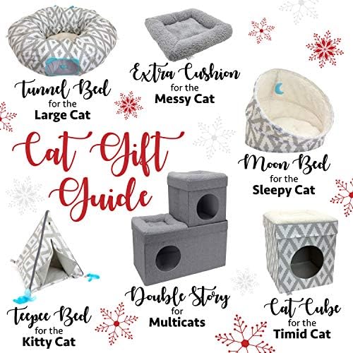 Kitty City Large Cat Tunnel Bed, 2-in-1 Zip-Together Cat Play Tunnel & Plush Nap Bed, Pop-Up Indoor Cat Toy with Hanging Toys, Collapsible Design - White