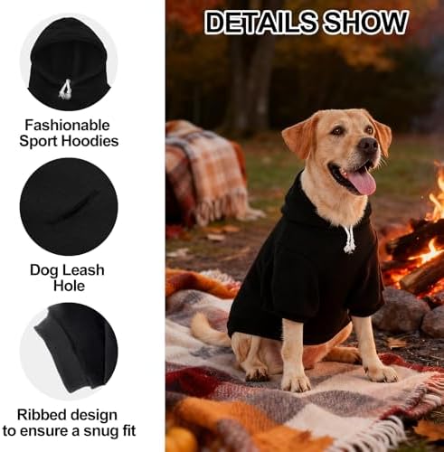 EXPAWLORER Dog Hoodies for Small Medium Large Dogs,Maple Leaf Black XL