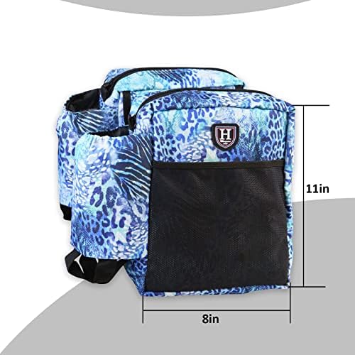 Harrison Howard Equestrian Western Saddle Bag Nylon Water Bottle/Gear Carrier Convenient Saddle Bag Icyblue Leopard