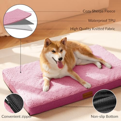 Patas Lague Orthopedic Large Dog Bed Washable Pet Sofa Mat 48''X30'' Pink
