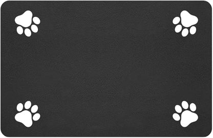 Pet Feeding Mat-Absorbent Pet Placemat for Food and Water Bowl, with Waterproof Rubber Backing, Quick Dry Water Dispenser Mat for Dog and Cat (20"x12", Black)