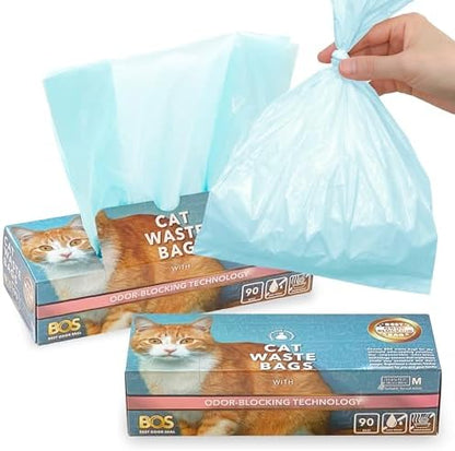 BOS Amazing Odor Sealing Cat Waste Disposal Bags - Durable and Unscented [Size: M, Color: Light blue] (Pack of 2)
