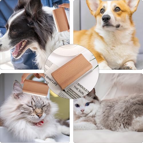 Wooden Pet Deshedding Brush, 4.3in/11cm Ergonomic Grooming Tool Gentle Haired Remover Comb for Shedding Short & Long Hair Grooming Supplies for Dog Cats Horses