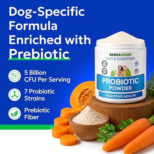 BARK&SPARK Dog Probiotics Powder - Daily Probiotics for Dogs with Prebiotic