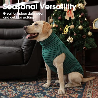 IECOii 4XL Dog Sweater - Stretch Fleece Sweater with Turtleneck,Stripes