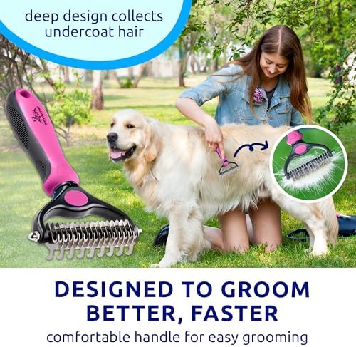 Pat Your Pet Deshedding Brush & Metal Comb Grooming Combo for Cats & Dogs