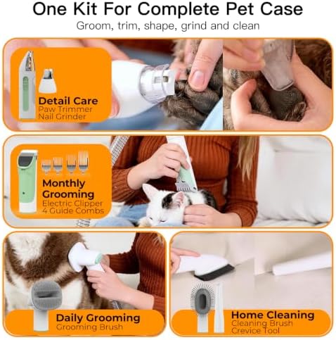 Dog Grooming Vacuum Kit, 7-in-1 Pet Hair Vacuum for Shedding