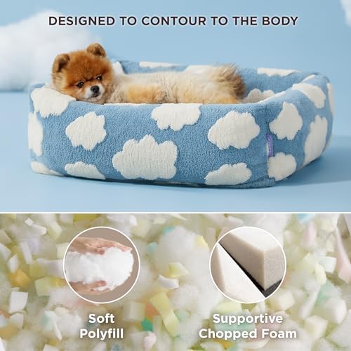 LE SURE Cute Dog Bed for Small Dogs Jacquard Washable Puppy Beds,25x21x7in