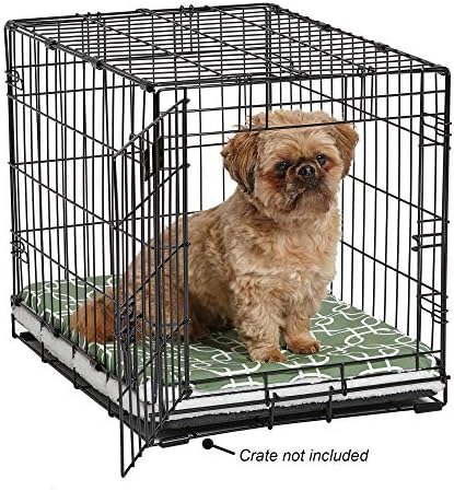 MidWest Homes for Pets Quiet Time Teflon Defender Dog Beds; Pet Beds Designed to Fit Folding Metal Dog Crates, Green & White Geometric Pattern, 24-Inch