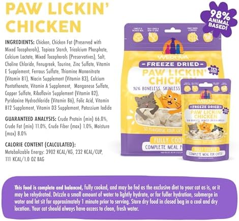 Weruva Cat Freeze Dried, Paw Lickin' Chicken with Chicken Breast, 1oz Bag (Pack of 2)