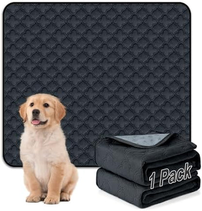 FunFurry Washable Pee Pads for Dogs - 1 Pack Reusable Pee Pads，Waterproof Puppy Pads，Pet Training Pads，Super Absorbent with Dog Paw Shape Non-Slip Backing (Dark Grey, 72" X 72" - 1 Pack)