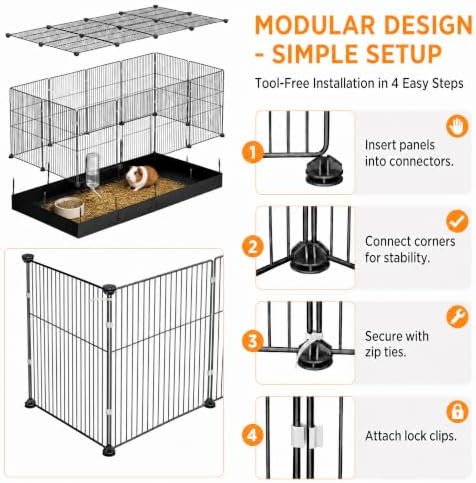 20 Planes Guinea Pig Cages Enclosed Hamster Cage with Door & Waterproof Liner, Expandable Cage for Guinea Pigs, Metal Wire Yard Fence Rabbit Cage