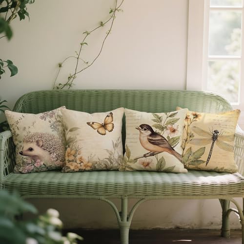 Vintage Animals Pillow Covers 18”x18”, Linen Pillowcases
