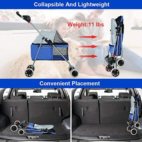 BestPet Foldable Pet Stroller for Small/Medium Dogs and Cats Up to 33 lbs
