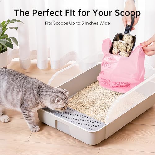 125 Count Cat Poop Bags Cherry Blossom Scented with Handles, Disposable Litter Bags for Pet Poop, Dog Kitty Waste Bags Extra-Thick Easy Tie Leak-Proof Strengthen, Pink