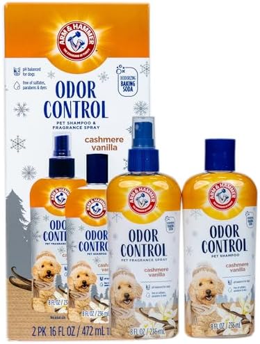 Arm & Hammer Odor Control Pet Grooming Gift Set, Cashmere Vanilla, 8 Fl Oz