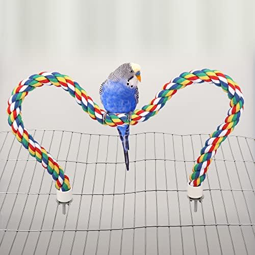 Mygeromon Bird Rope Perches Cage Climbing Accessories (31.5inch Metal nut)