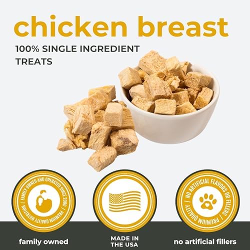 Momentum Carnivore Nutrition Freeze-Dried Chicken Breast Dog Treats & Cat Treats – Single-Ingredient, High-Protein, Grain-Free, Lean & Easily Digestible – Made in USA – 3 oz Bag