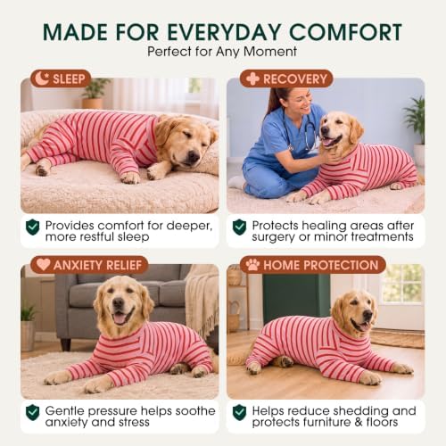 Kuoser Dog Recovery Suit, Anti-Licking Pajamas for Wounds