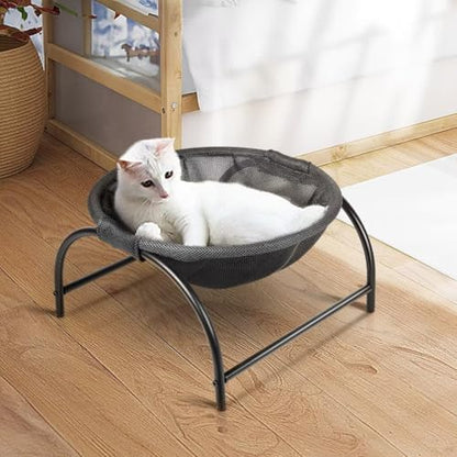 JUNSPOW Cat Bed Sleeping Cat Hammock, 16.9in x 16.9in x 9.5in, Black