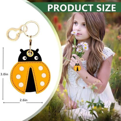 BORKUANA PU Leather Keychain Holder Protective Case Compatible with AirTag
