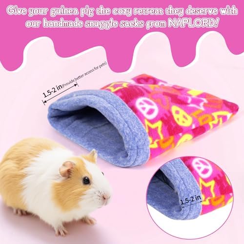 NAPLORD Small Pet Fleece Set,Guinea Pig Snuggle Sack, Tunnel,Fleece Forest Hideout,Square and Round Potty Pads for Guinea Pigs and More