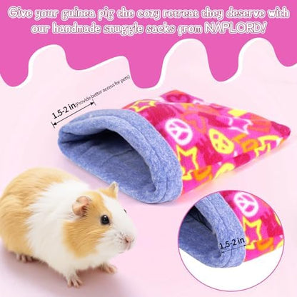 NAPLORD Small Pet Fleece Set,Guinea Pig Snuggle Sack, Tunnel,Fleece Forest Hideout,Square and Round Potty Pads for Guinea Pigs and More