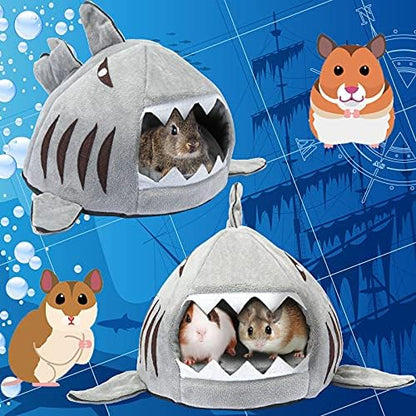 Jetec Shark Guinea Pig Hideout Bed, Small Animal Hamster House, Gray