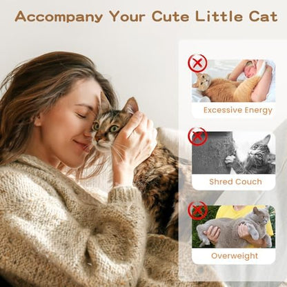 Pawaboo Cat Feather Wand Interactive Toy, 6 Feathers + 1 Wand with Bell