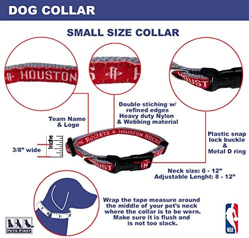 Pets First NBA PET Collar Houston Rockets Dog Collar, Size Small Basketball Team Collar for Dogs & Cats. A Shiny & Colorful Dog & Cat Collar Licensed by The NBA