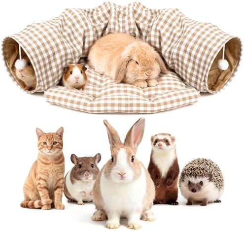Bunny Tunnel Bed, Collapsible Tunnel Tubes with Removable Bed