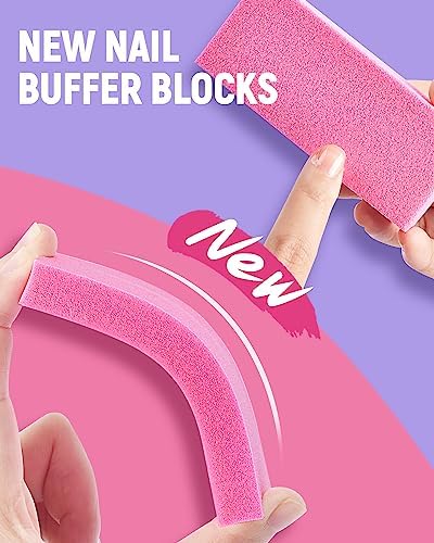 MORGLES Cuticle Remover Kit with 100/180 Nail Files & Nail Buffer Blocks