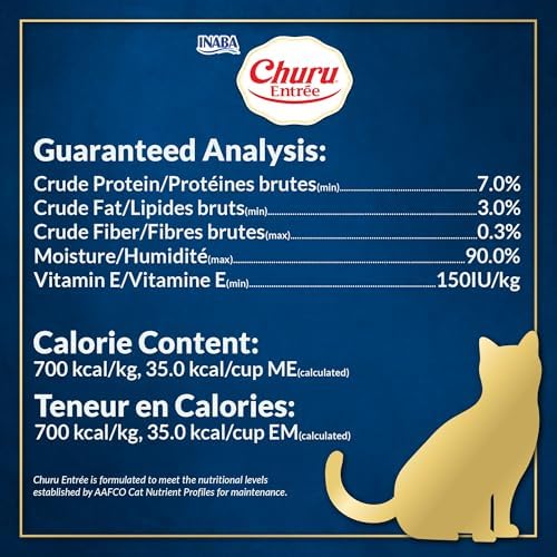 INABA Churu Entrée Bisque for Cats, High Protein & Moisture, Prebiotic Wet Cat Food, 1.76oz. per Serving, 48 Pouches, Chicken with Cheese Recipe