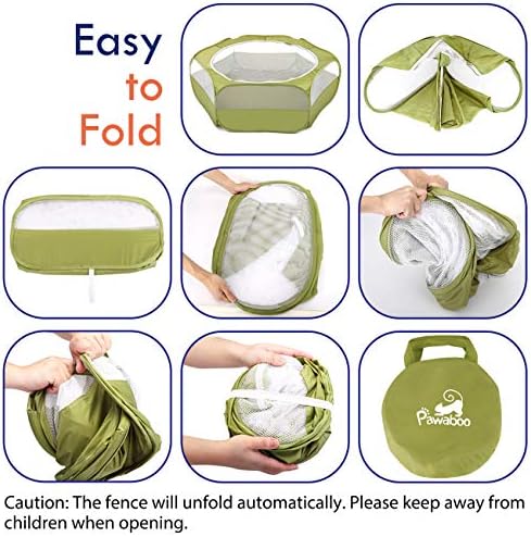 Pawaboo Small Animal Playpen with Zippered Cover,Green