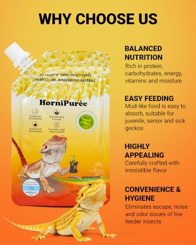 Crested Gecko Food Hornworm Puree-HorniPuree Complete Reptile Diet Made with Fresh Insects 2.82 oz