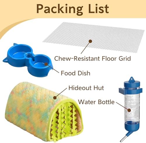 Small Animal Cage Indoor, Hamster Cage with Water Bottle & Food Bowl & Washable Small Nest, Guinea Pig Cage for Ferret, Chinchilla, Bunny, Kitten, Hedgehog, Squirrel, Rat, Rabbit