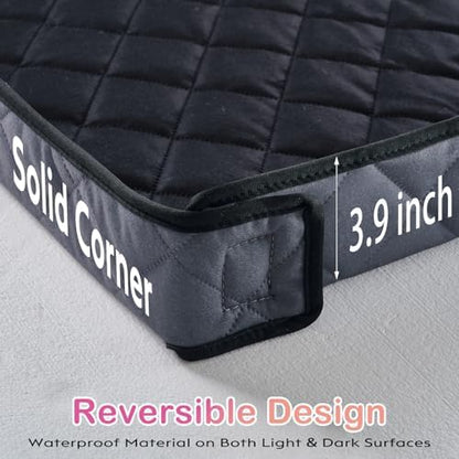 FunFurry Quilted Guinea Pig Cage Liner, Reversible & Absorbent Bottom Base, Cage Liners for Small Animals, Hamster Chinchilla Hedgehog Ferret Rabbit. (Dark Grey-Quilted, 12" X 24")