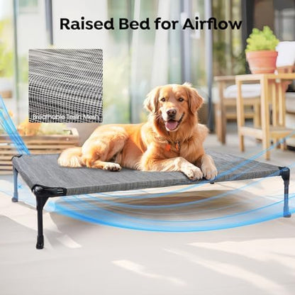 Veehoo Outdoor Elevated Dog Bed with Waterproof Bolster Cushion, Cooling
