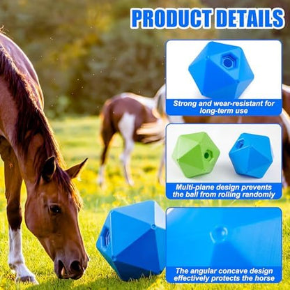 Seenelling 2 Pack Horse Treat Ball, 9" Feeder Toy for Horses, Green Blue