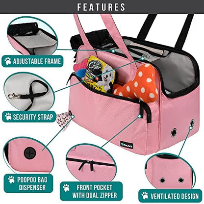 PetAmi Small Dog Purse Carrier, Airline Approved Soft Sided Tote, Pink