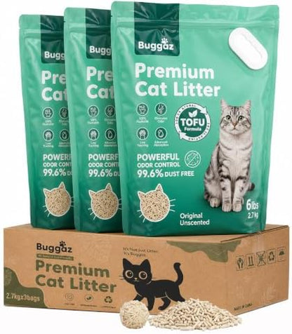 Tofu Cat Litter, Flushable Cat Litter, Low Tracking, Clumping, 18lb
