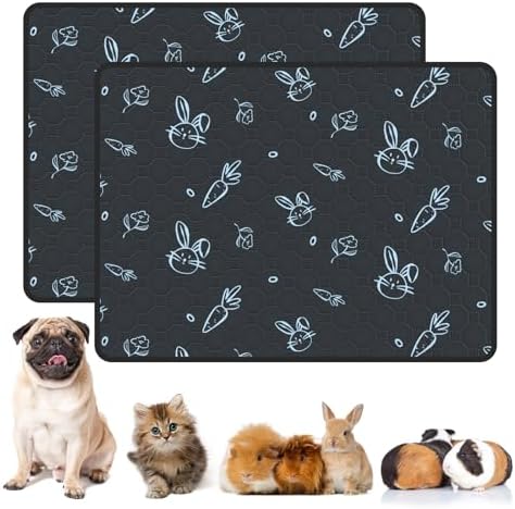 2-Pack Guinea Pig Cage Liner Washable, 36in x 48in Ultra-Absorbent Guinea Pig Bedding for Cage Non-Slip Leak-Proof Pee Pads for Dogs Rabbit Bunny Cat Litter Mat, Navy