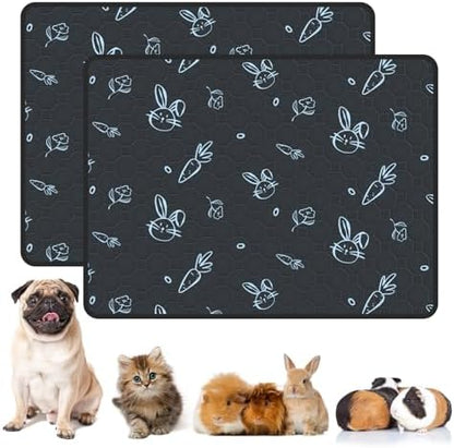 2-Pack Guinea Pig Cage Liner Washable, 36in x 48in Ultra-Absorbent Guinea Pig Bedding for Cage Non-Slip Leak-Proof Pee Pads for Dogs Rabbit Bunny Cat Litter Mat, Navy
